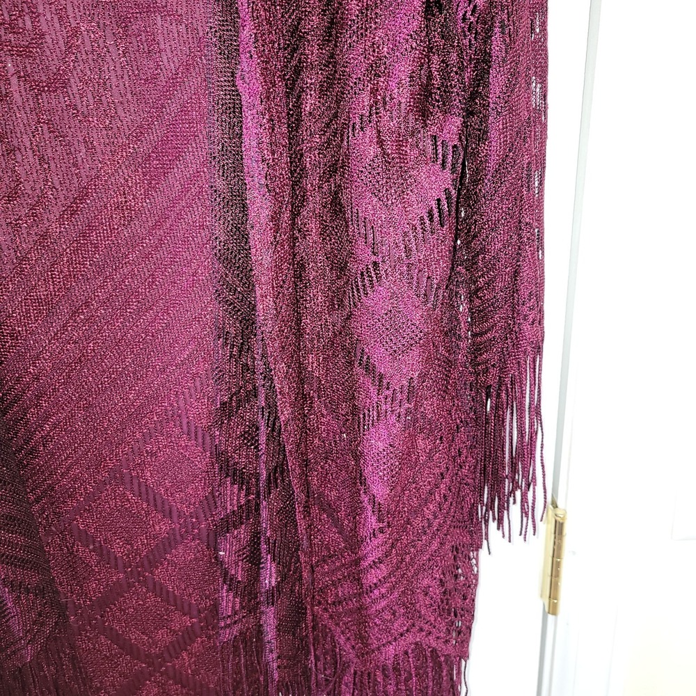 Womens 2pc Dress Set Burgundy Sheath Lace Fringe Size 20W Formal Goth Vamp - Picture 10 of 16